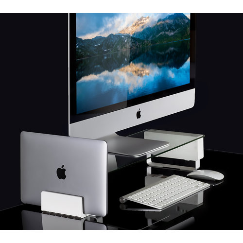 MountIt! Ergonomic Tempered Glass & Aluminum Computer Monitor Stand